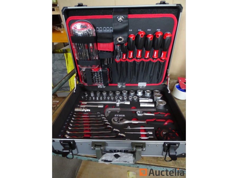 144 Universal Tools set in aluminum suitcase STIER Construction Ot