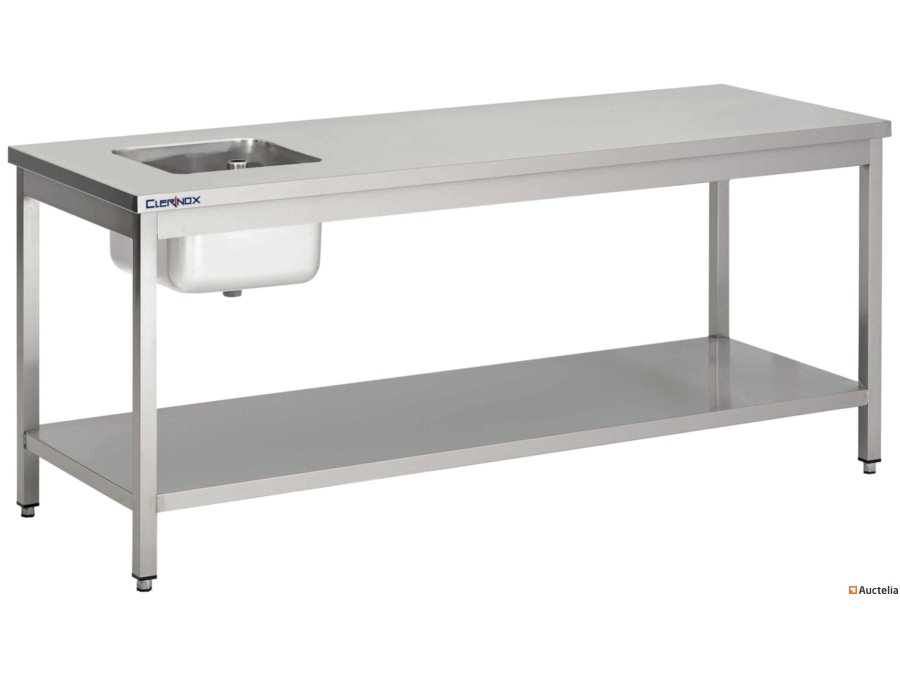 Chef table with backboard 1500 x 700 sink left Horeca
