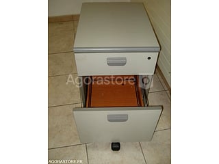 Caisson gris 2 tiroirs sur roulettes