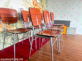 Lot de 9 chaises en Formica vintage années 1950