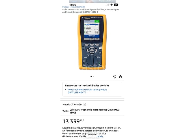 Mesure, contrôle et instrumentation - Fluke - Fluke DTX 1800 9 boitiers + connectique