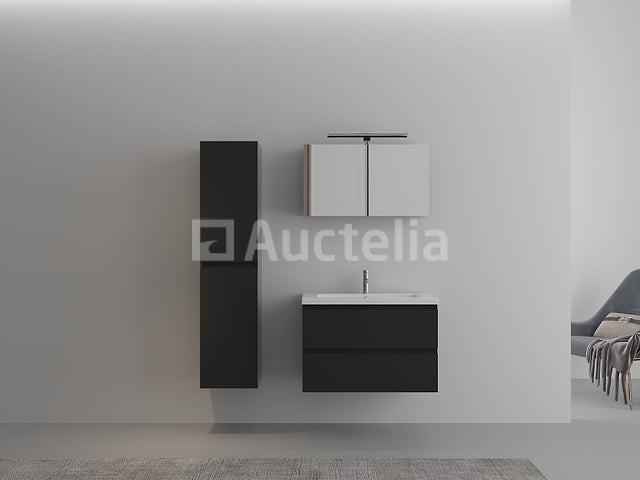 1-persoons badkamermeubel 80 cm hoogglans zwart - Incl. kraan – foto 2 – kavel bij Auctelia, Tholen