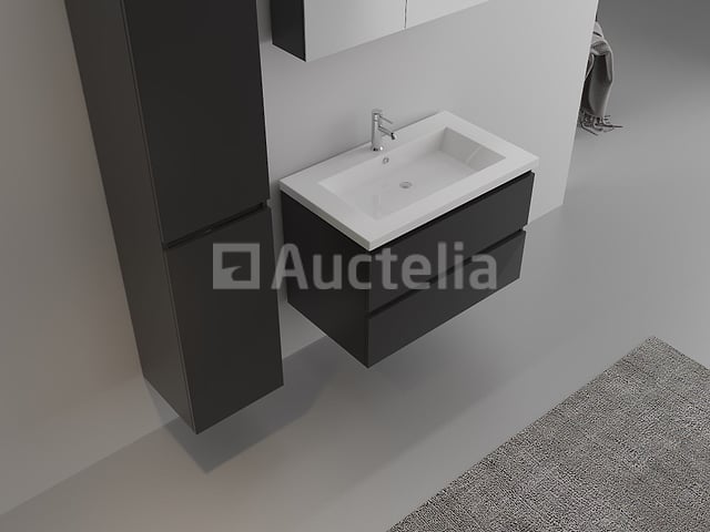1-persoons badkamermeubel 80 cm hoogglans zwart - Incl. kraan – foto 3 – kavel bij Auctelia, Tholen