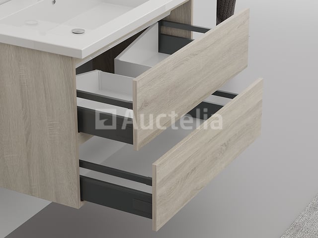 1-persoons badkamermeubel 80 cm licht hout decor - Incl. kraan – foto 5 – kavel bij Auctelia, Tholen