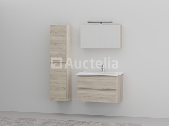1-persoons badkamermeubel 80 cm licht hout decor - Incl. kraan – foto 2 – kavel bij Auctelia, Tholen