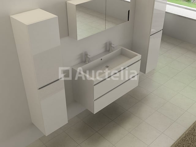 2-persoons badkamermeubel 100 cm hoogglans wit - Incl. kranen – foto 3 – kavel bij Auctelia, Tholen