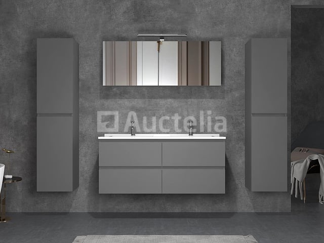 2-persoons badkamermeubel 120 cm hoogglans antraciet - Incl. kranen – foto 2 – kavel bij Auctelia, Tholen