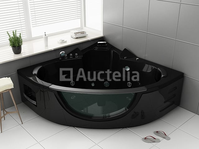 2 Persoons Whirlpool Massagebad - Zwart - Hoekbad - 152x152x62cm – foto 2 – kavel bij Auctelia, Tholen