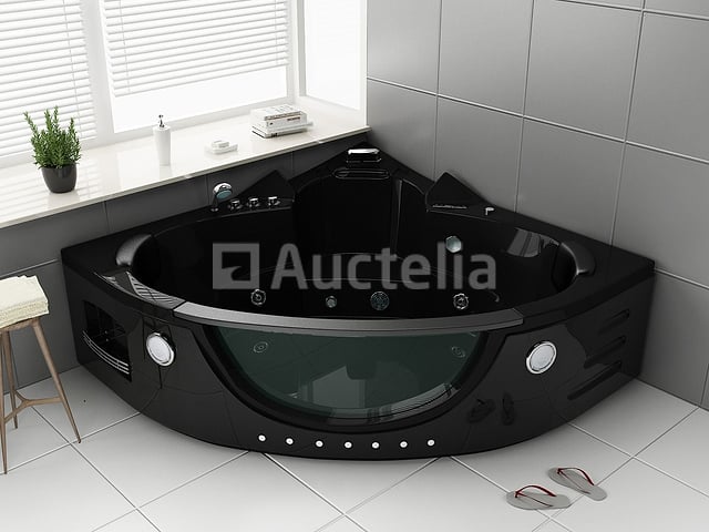 2 Persoons Whirlpool Massagebad - Zwart - Hoekbad - 152x152x62cm – foto 2 – kavel bij Auctelia, Tholen