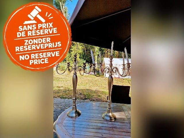 2 Zilverkleurige Kandelaar – kavel bij Auctelia, Malle