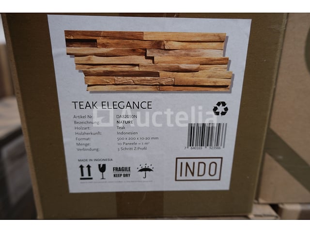 24 pakketten van 1 m² Indo Teak Elegance Nature 3D-panelen – foto 5 – kavel bij Auctelia, Liège