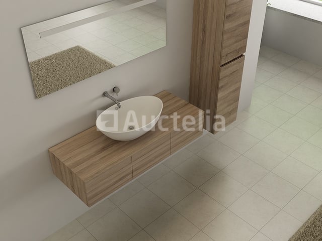 3-Delig Duo-badkamermeubel (120cm) - Licht hout decor - Incl. kranen – foto 3 – kavel bij Auctelia, Tholen