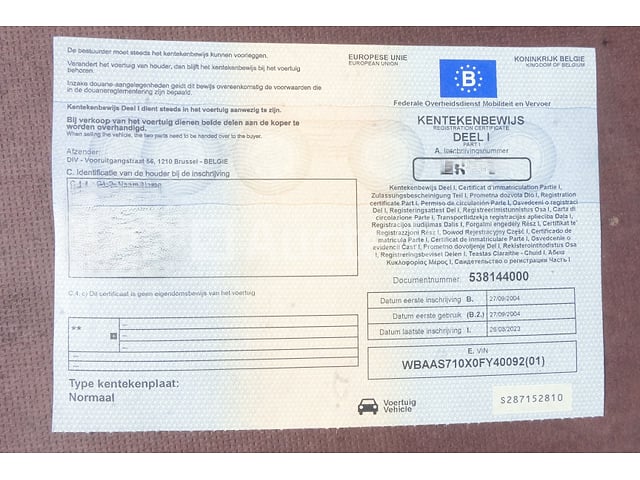 Auto (voor onderdelen) BMW 320D (2004-231,686 km)(VIN:WBAAS710X0FY40092) – foto 3 – kavel bij Auctelia, Fauvillers
