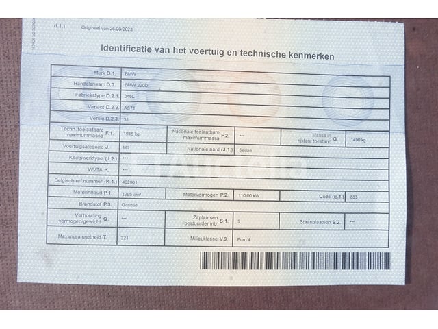 Auto (voor onderdelen) BMW 320D (2004-231,686 km)(VIN:WBAAS710X0FY40092) – foto 9 – kavel bij Auctelia, Fauvillers