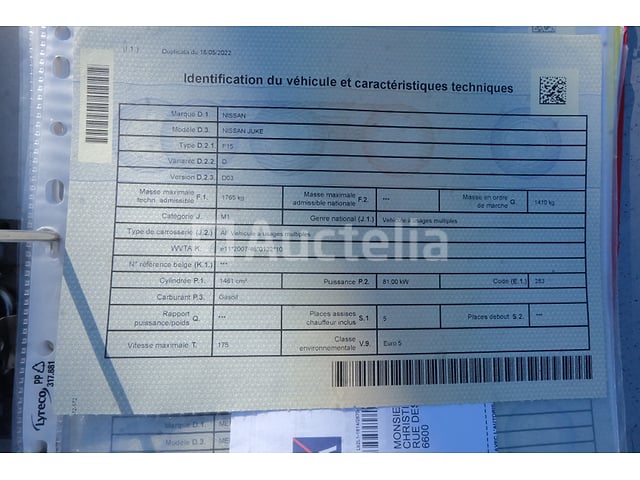 Auto (voor onderdelen) Nissan Juke (VIN:SJNFCAF15U6404058) – foto 5 – kavel bij Auctelia, Fauvillers