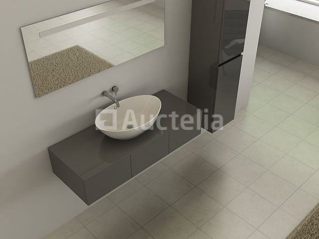 Badkamermeubel BAVENO | 120 cm | Met zijkast | Hoogglans antraciet met witte waskom | Incl. kranen – foto 2 – kavel bij Auctelia, Tholen