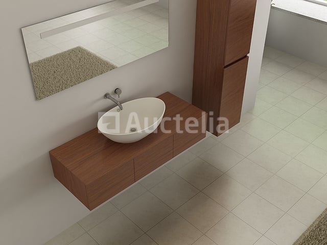 Badkamermeubel BAVENO | 120 cm | Met zijkast | Hout decor met witte waskom | Incl. kranen – foto 3 – kavel bij Auctelia, Tholen