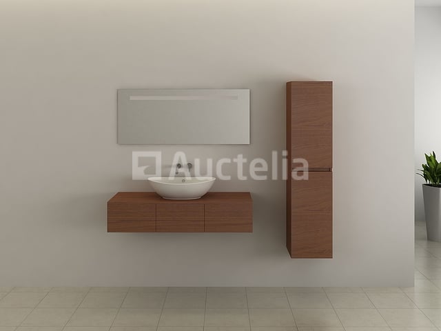 Badkamermeubel BAVENO | 120 cm | Met zijkast | Hout decor met witte waskom | Incl. kranen – foto 2 – kavel bij Auctelia, Tholen