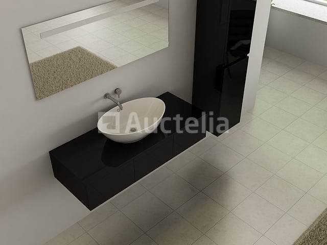 Badkamermeubel BAVENO | 120 cm | Met zijkast | Zwart met witte waskom | Incl. kranen – foto 2 – kavel bij Auctelia, Tholen