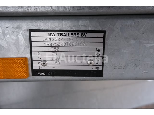 BW Trailers 01T dubbelassige kanteltrailer (VIN:YB8750KBT02619030) – foto 8 – kavel bij Auctelia, Tintigny