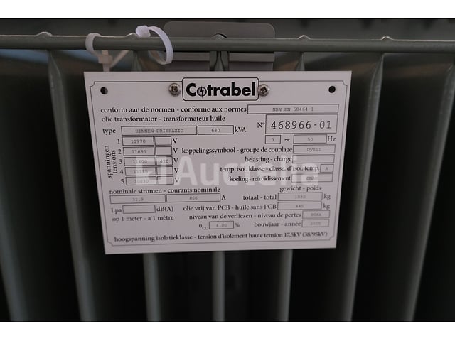 Cotrabel 630 kVA olie-gevulde transformator – foto 5 – kavel bij Auctelia, Machelen