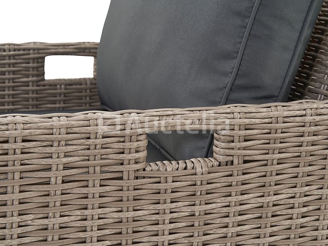 Diningset 11 delig - beige wicker + antraciete kussens - stoelen + eettafel 200x125 cm – foto 3 – kavel bij Auctelia, Tholen