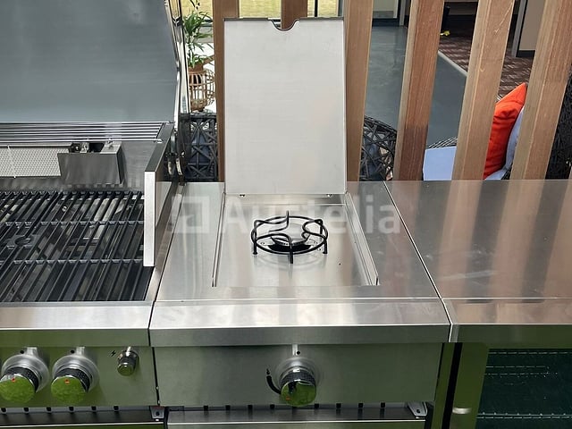 Gasbarbecue Buitenkeuken - 6 branders - incl. Draaispit, Spoelbak & Koelkast – foto 8 – kavel bij Auctelia, Tholen