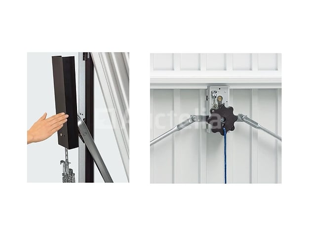 HORMANN overhangende handmatige garagedeur met witte rechter wicketdeur – foto 5 – kavel bij Auctelia, Aye