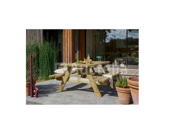 Houten picknickbostafel 6 personen – foto 5 – kavel bij Auctelia, Aye