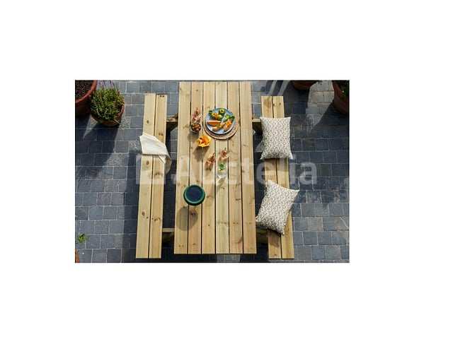 Houten picknickbostafel 6 personen – foto 2 – kavel bij Auctelia, Aye