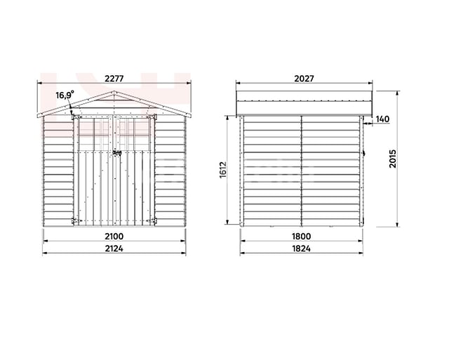 Houten tuinschuur, 4,61 m², dikte. 12 mm, naterial durmitor – foto 3 – kavel bij Auctelia, Aye