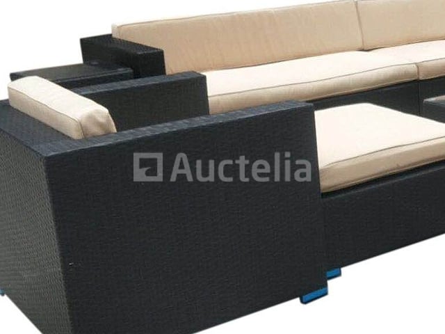 Loungeset 12-delig Brown wicker / Blauwe kussens – foto 2 – kavel bij Auctelia, Tholen