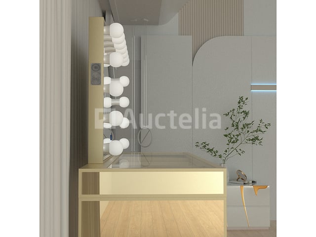 Luxe kaptafel met verlichting - 1500x600x810mm - Goudkleurig - Incl. krukje – foto 3 – kavel bij Auctelia, Tholen