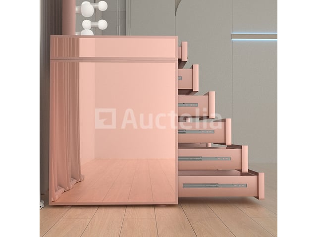 Luxe kaptafel met verlichting - 1500x600x810mm - Hoogglans roze - Incl. krukje – foto 3 – kavel bij Auctelia, Tholen