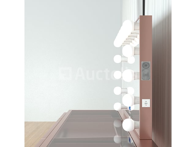 Luxe kaptafel met verlichting - 1500x600x810mm - Hoogglans roze - Incl. krukje – foto 4 – kavel bij Auctelia, Tholen