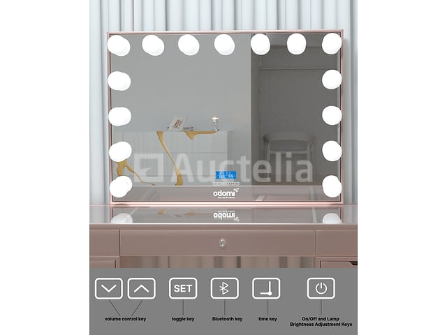 Luxe kaptafel met verlichting - 1500x600x810mm - Roze - Incl. poef – foto 9 – kavel bij Auctelia, Tholen