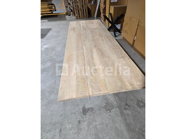 Nieuwe mangohouten tafel 300x100cm matrix metalen poot – foto 3 – kavel bij Auctelia, Meix-devant-Virton