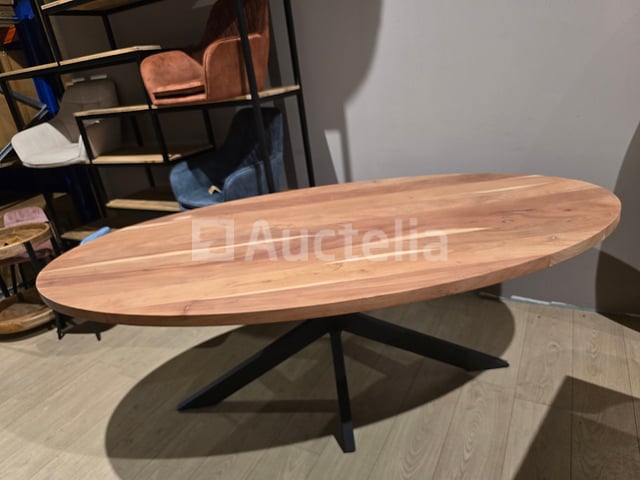 Nieuwe massief houten tafel acacia ovaal 200x120x3,8 cm hoogte 77 cm – kavel bij Auctelia, Meix-devant-Virton