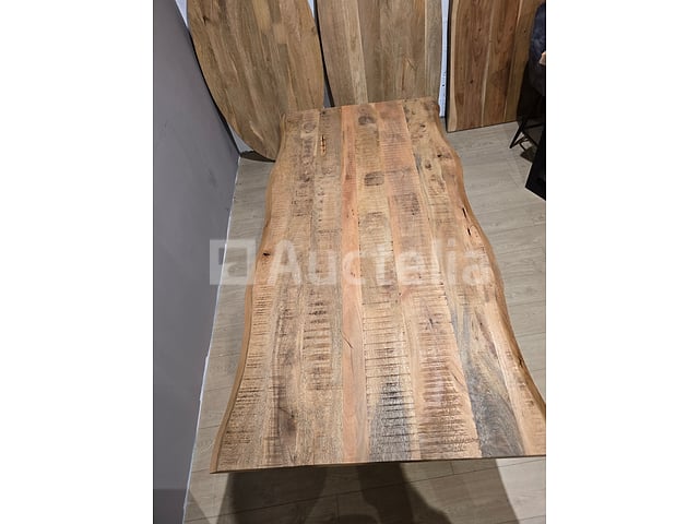 Nieuwe massief houten tafel onregelmatige randen 300x100x3,8 cm hoogte 77 cm voet x – kavel bij Auctelia, Meix-devant-Virton