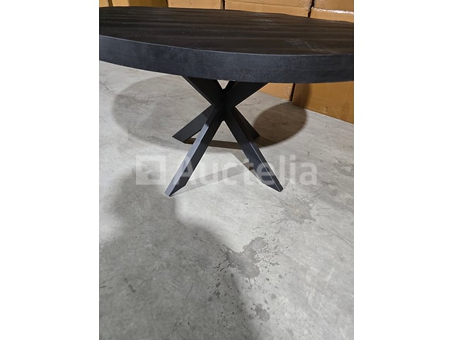 Nieuwe ronde tafel massief hout zwart 150x6x77cm – foto 3 – kavel bij Auctelia, Meix-devant-Virton