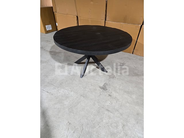 Nieuwe ronde tafel massief hout zwart 150x6x77cm – kavel bij Auctelia, Meix-devant-Virton