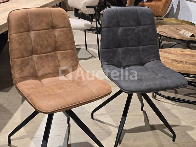 Nieuwe stoel in set bestaande uit 3 grijze microvezelstoelen 3 cognac microvezelstoelen – kavel bij Auctelia, Meix-devant-Virton