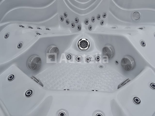Outdoor Spa 5-persoons 220x220x90 cm - Sneeuwwit bad met antraciete zijkant - Incl. Bluetooth – foto 7 – kavel bij Auctelia, Tholen