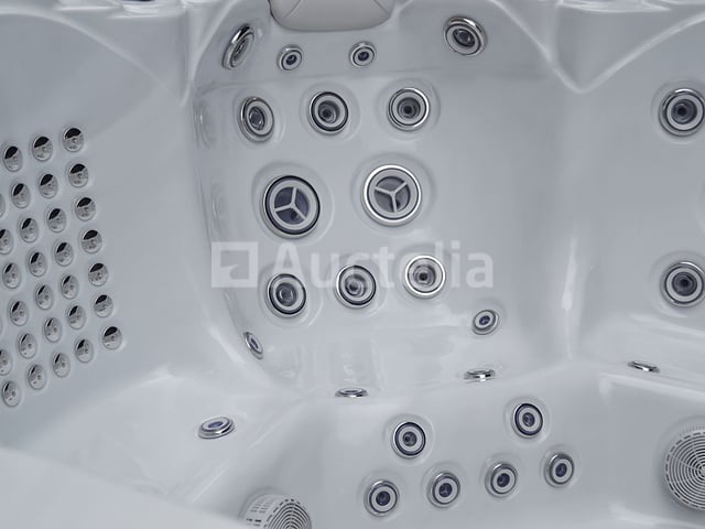 Outdoor Spa 5-persoons 220x220x90 cm - Sneeuwwit bad met antraciete zijkant - Incl. Bluetooth – foto 5 – kavel bij Auctelia, Tholen