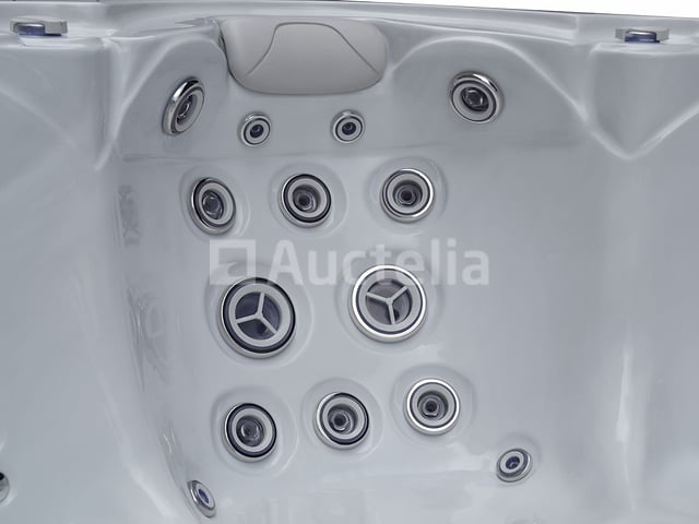 Outdoor Spa 5-persoons 220x220x90 cm - Sneeuwwit bad met antraciete zijkant - Incl. Bluetooth – foto 2 – kavel bij Auctelia, Tholen