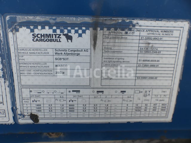 REF:QACA160 - Schmitz Cargobull SCB S3T GORDIJNTRAILER (VIN:WSM00000003233262) – foto 6 – kavel bij Auctelia, Fleurus