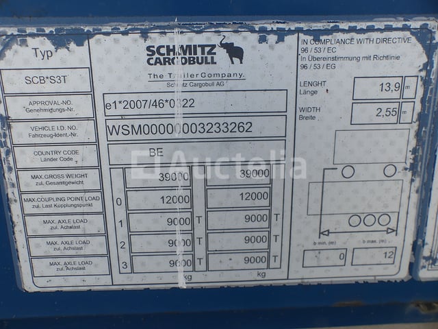 REF:QACA160 - Schmitz Cargobull SCB S3T GORDIJNTRAILER (VIN:WSM00000003233262) – foto 5 – kavel bij Auctelia, Fleurus