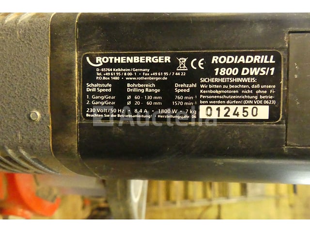 Rothenberger Rodiadrill 1800 DWS kernboormachine – foto 9 – kavel bij Auctelia, Rhode-Saint-Genèse