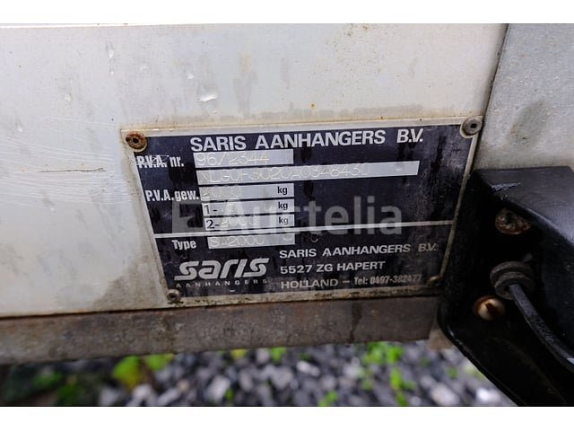 Saris SA2000 dubbelassige aanhangwagen (2004-serie:XLG0F3020A0348430) – foto 9 – kavel bij Auctelia, Tintigny