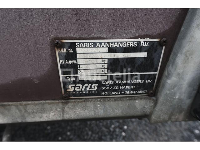 Saris SA2000A dubbelassige aanhangwagen (2007-VIN:XLG0F3020A0429726) – foto 9 – kavel bij Auctelia, Tintigny